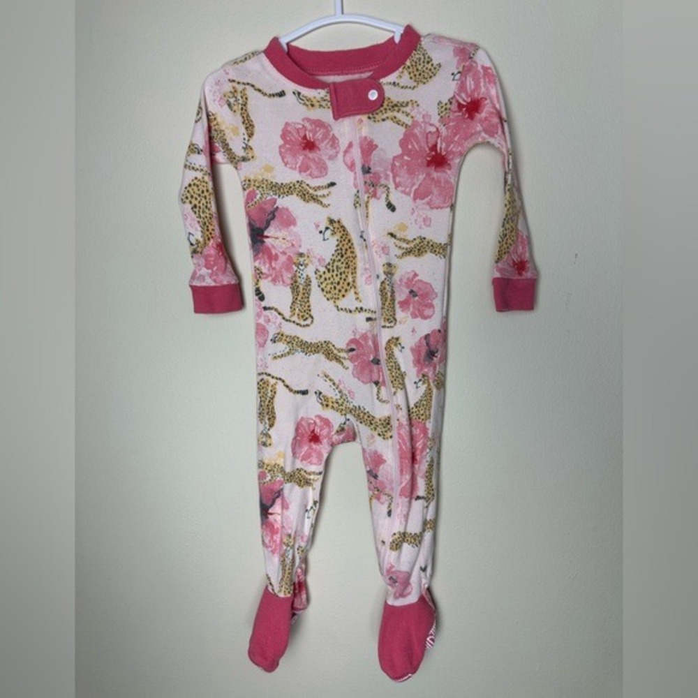 Burt's Bees Pink Floral and Leopard Kids Footie